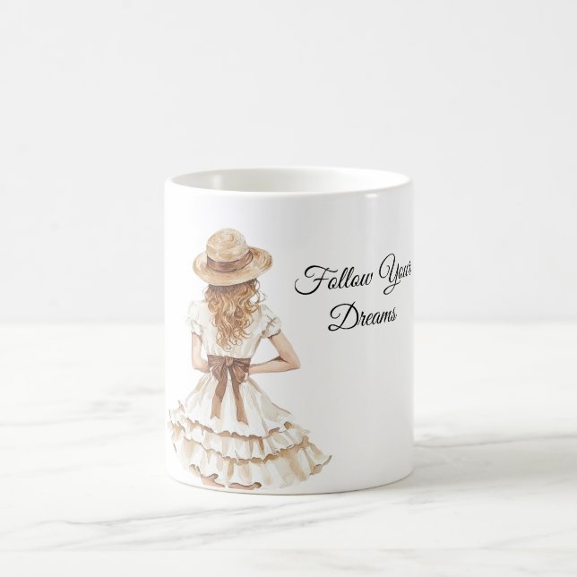 Female Dress Brown Bow Hat Kaffeetasse (Mittel)