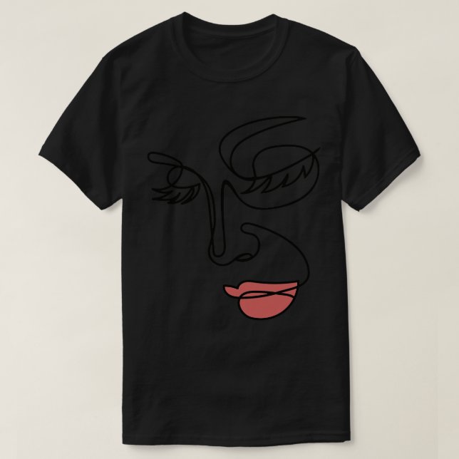 Female Face Continuous Line Art T-Shirt (Design vorne)