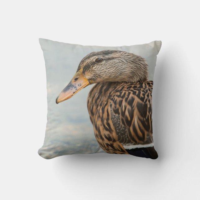 Female Mallard Duck Portrait Kissen (Vorderseite)