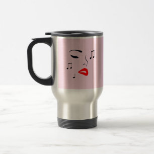 Female Music Face Reisebecher