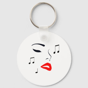 Female Music Face Schlüsselanhänger