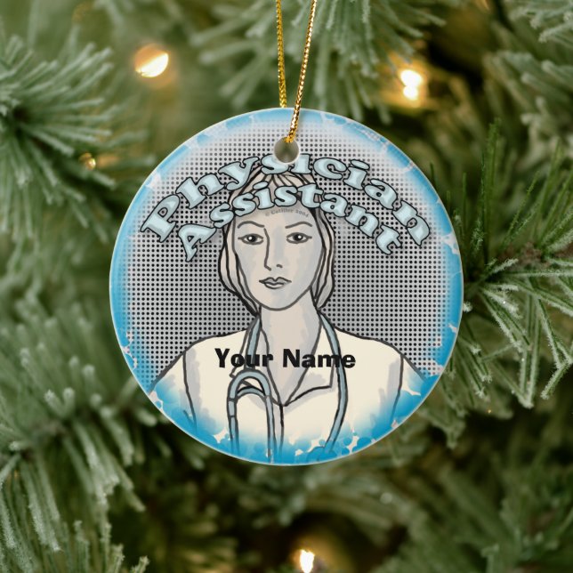 Female Physician Assistant custom name ornament (Baum)