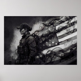Female Police Patriotic Law Enforcement Tribute Poster