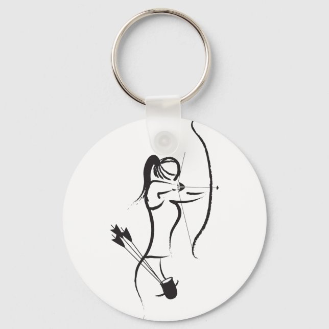 Female Recurve Archer Schlüsselanhänger (Vorderseite)