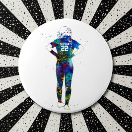 Female Softball Player Button