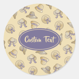 Female Summer Hats Beige Runder Aufkleber