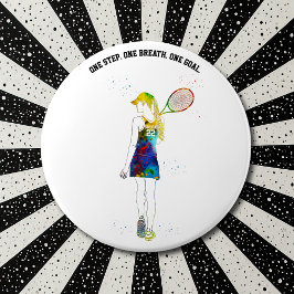 Female Tennis Player Button
