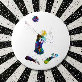 Female Volleyball Player Button