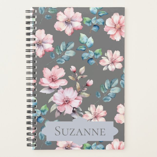 Feminin Floral Élégant Planificateur (Devant)