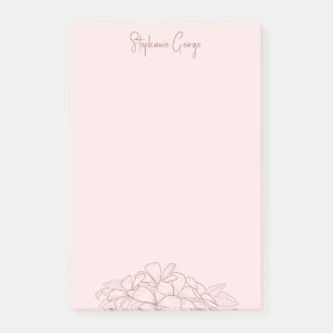 feminin pink, einfach blumenminimal botanisch post-it klebezettel