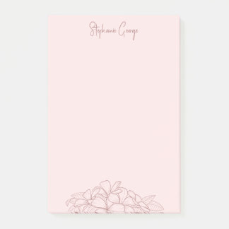 feminin pink, einfach blumenminimal botanisch post-it klebezettel