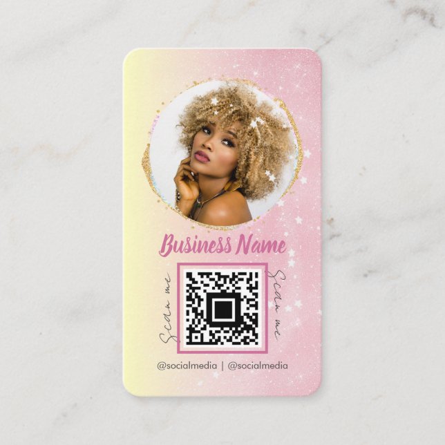 Feminin Social Media Rose Gold Pink Glitzer Visitenkarte (Vorderseite)