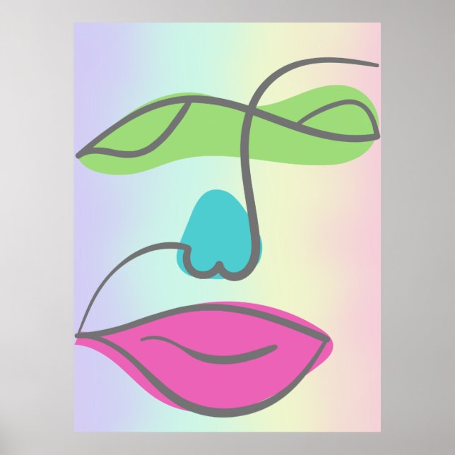 Feminine Abstrakte Gesichtshaut Form Grunge Brush  Poster (Vorne)