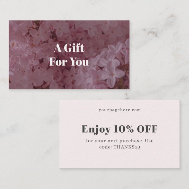 Feminine and romantic pink lilac  rabattkarte (Vorne/Hinten)