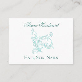 Feminine Barock Verschönerung Aqua und Weiß Visitenkarte