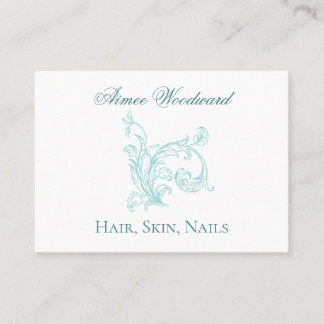 Feminine Barock Verschönerung Aqua und Weiß Visitenkarte