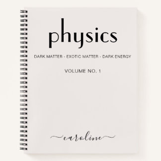 Feminine Beige Schwarze Personalisierte Physik Notizbuch