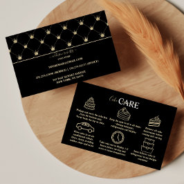 Feminine Black Gold Crown Cake Care  Visitenkarte