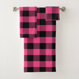 Feminine Black und Pink Buffalo Kariert Badhandtuch Set