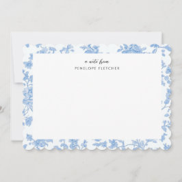 Feminine blaue Floral Toile de Jouy Notizkarten mi Mitteilungskarte