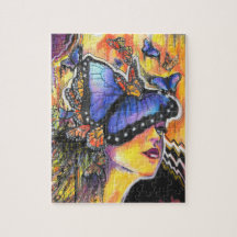 Feminine Blue Butterfly Abstrakt Art Malerei