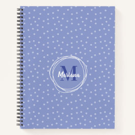Feminine Blue Dots Muster Monogramm Notizbuch