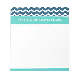 Feminine Blue Zickzack Individuelle Name Notizblock