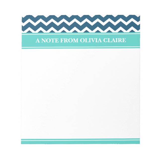 Feminine Blue Zickzack Individuelle Name Notizblock (Vorderseite)