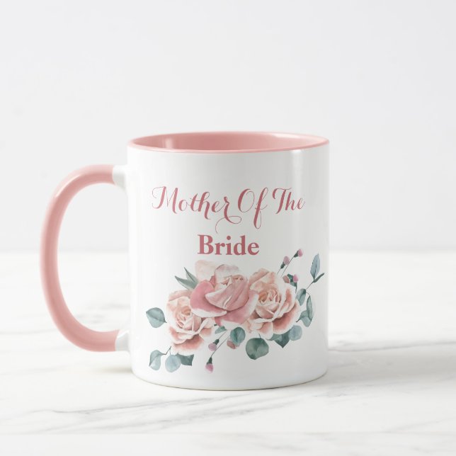 Feminine Blush mère de la mariée Aquarelle Mug (Gauche)