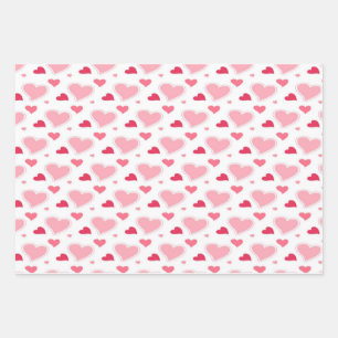 Feminine Blush Pink und Weiß Wasserfarbenherzen   Geschenkpapier Set