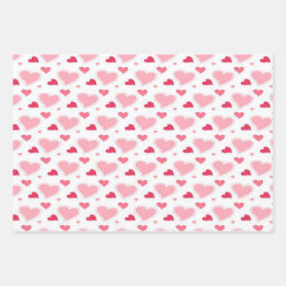 Feminine Blush Pink und Weiß Wasserfarbenherzen Geschenkpapier Set