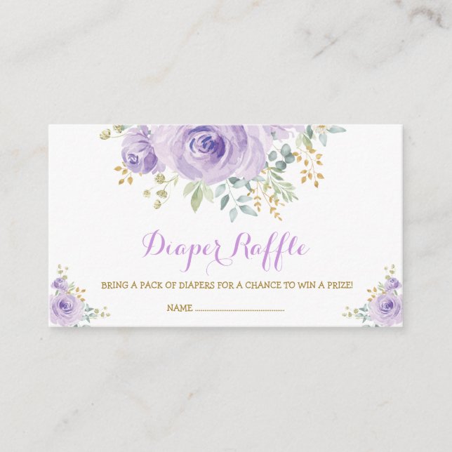 Feminine Boho Lila Floral Lilac Rose Babydusche Begleitkarte (Vorderseite)