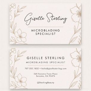Feminine Botanische Schönheit Microblading Visitenkarte