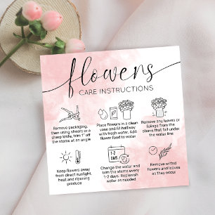 Feminine Bouquet Care Guide Florist Pink Vielen Da Quadratische Visitenkarte