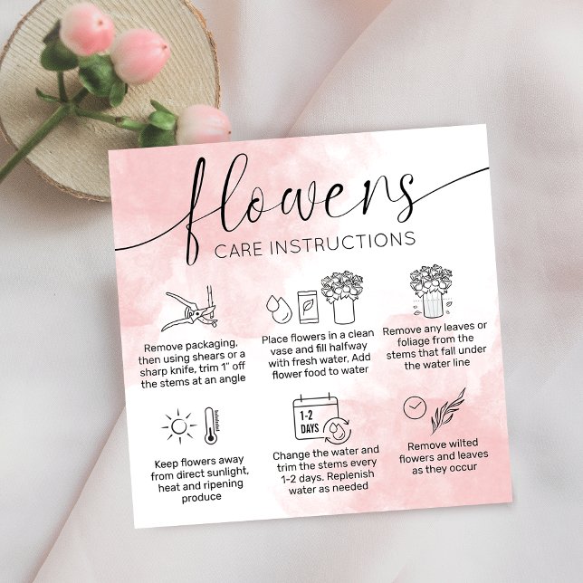 Feminine Bouquet Care Guide Florist Pink Vielen Da Quadratische Visitenkarte (Von Creator hochgeladen)