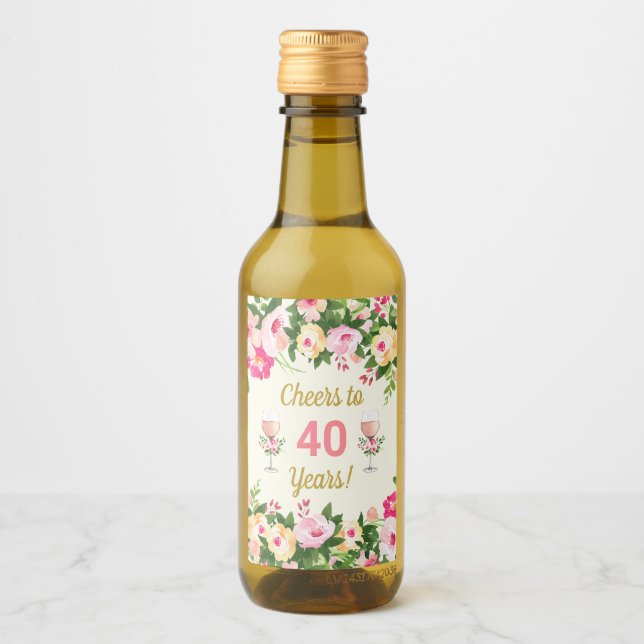 Feminine Cheers Birthday Mini Flasche Etikett (Vorderseite)