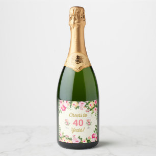 Feminine Cheval Anniversaire Champage Étiquette bo