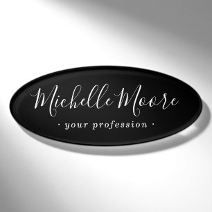Feminine Drehbuch elegant schwarz Namenschild