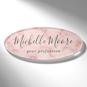 Feminine Drehbuch elegantes Rosa Imitat Marmor Namenschild