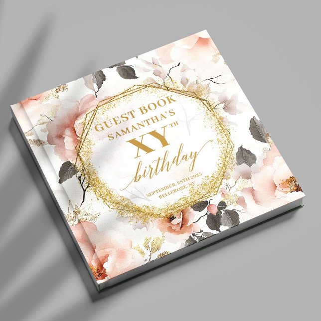 Feminine Dusty Pink Ivory Gold Birthday Gästebuch (Feminine Dusty Pink Ivory Gold Birthday Guest Book

)