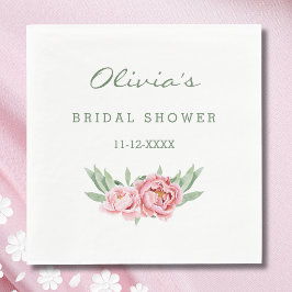 Feminine Dusty Pink Peony Brautparty Serviette