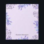 Feminine Eleganine Wasserfarbe Lilac Blume Name Notizblock<br><div class="desc">Elegante Aquarellfarben lila lila Blume mit einem anpassbaren Namen für ein personalisiertes Notizblock.</div>