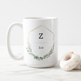 Feminine Elegant Botanical Monogram Name Kaffeetasse
