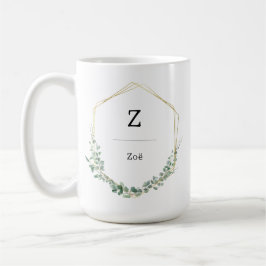 Feminine Elegant Botanical Monogram Name Kaffeetasse