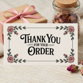 Feminine Elegant Floral Small Business Thank You Visitenkarte