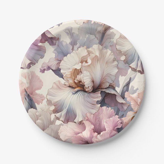 Feminine Elegante Chic Soft Blush Wasserfarbe Pappteller (Vorderseite)