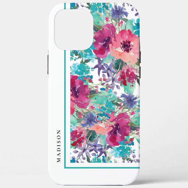 Feminine Farbenfrohe Blumenmuster Case-Mate iPhone Hülle (Rückseite)