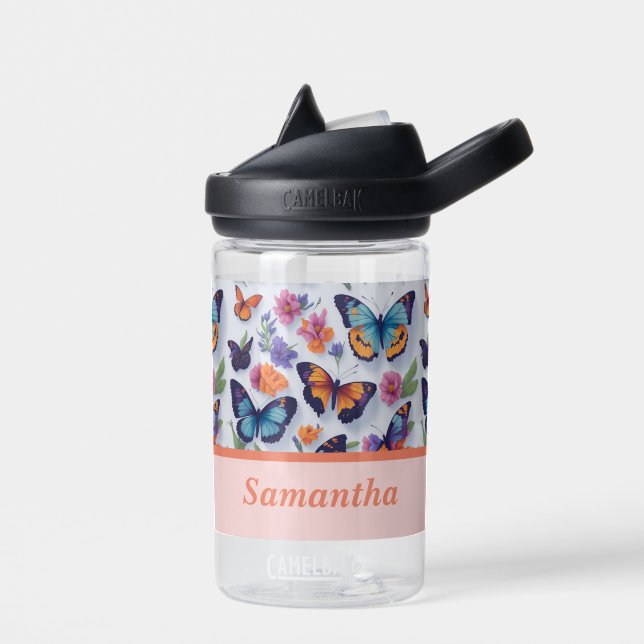 Feminine farbenfrohe Butterfly Floral Girl Pattern Trinkflasche (Links)