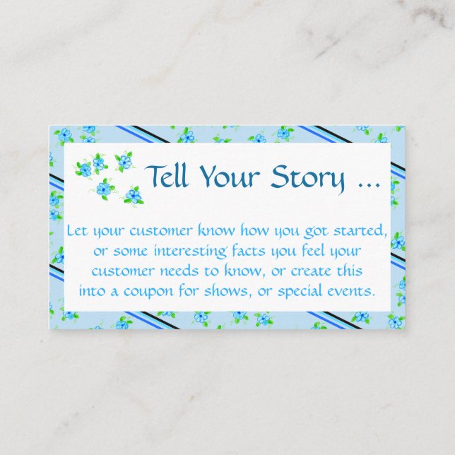 Feminine Floral Blue Rabattkarte (Rückseite)