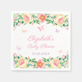 Feminine Floral Butterfly Garden Pastel Geburtstag Serviette